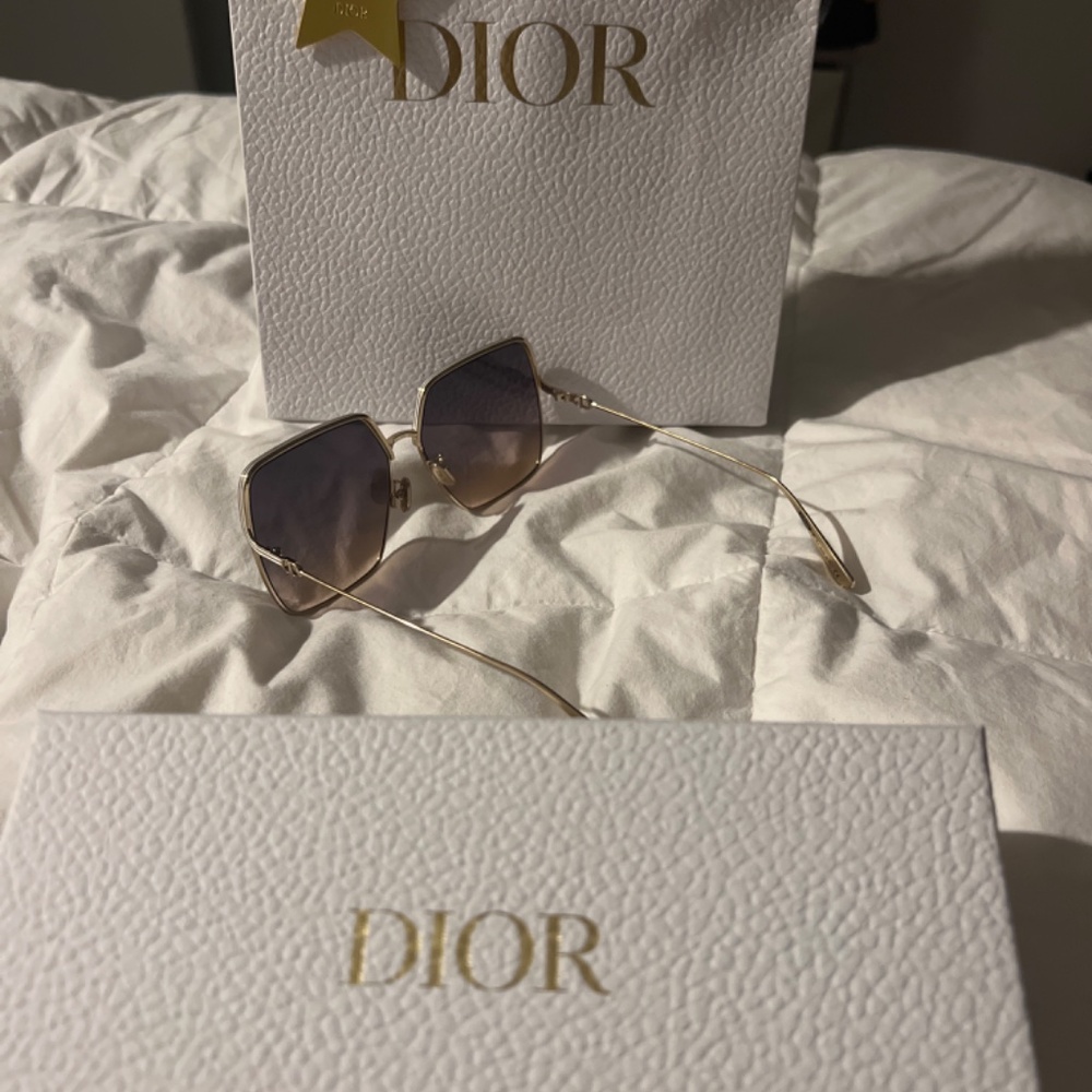 美品✨Christian Dior Logo Gold Sunglasses Christian Dior Vintage Logo Sunglass Shades Brown Gold